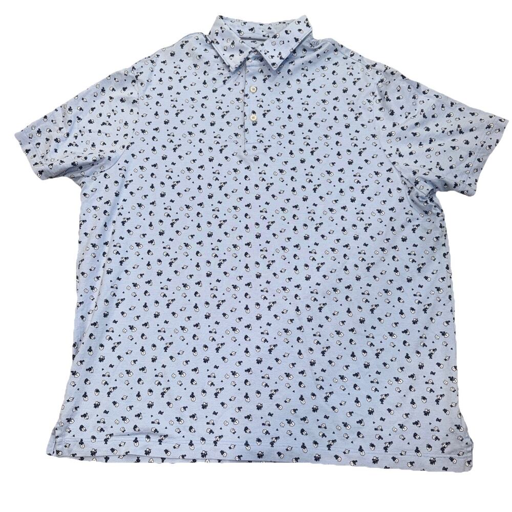 Cremieux Polo Shirt Mens Size X Large Blue Classic Short-Sleeve Allover Print